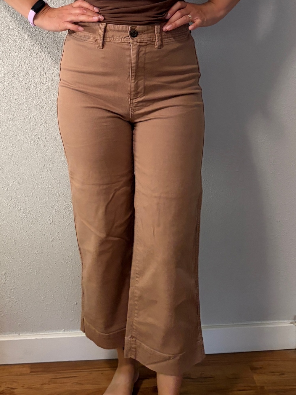 GAP Cropped Wide-Leg Pants in Light Brown
